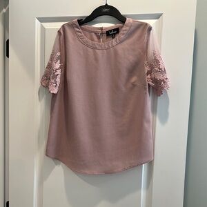 Lulu's Lisa Marie Mauve Blouse with Embroidered Sleeves